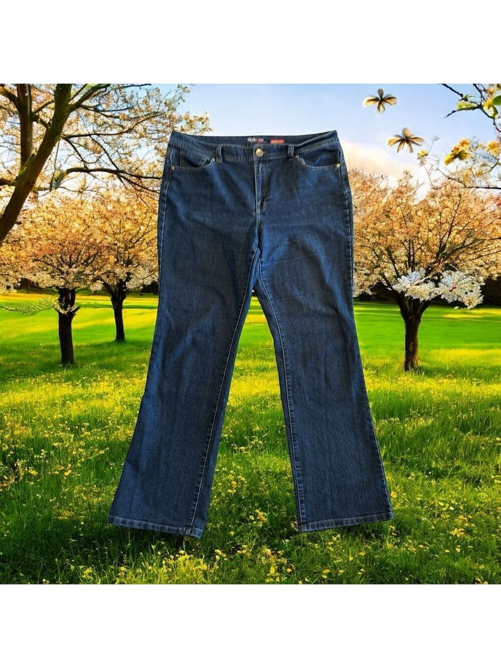 Style & Co Denim Bootcut Jeans Womens Size 15 Blue 5-pockets Western Cowgirl